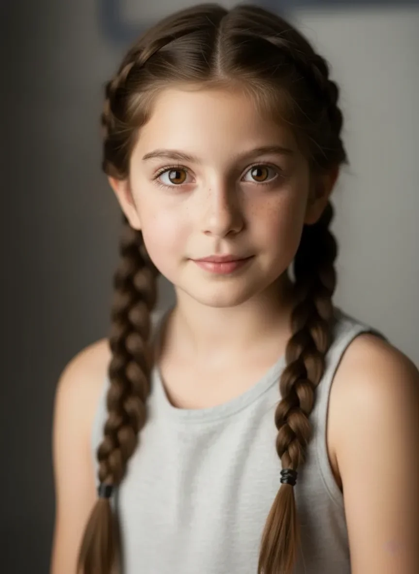 Double French Braids kids hairstyle